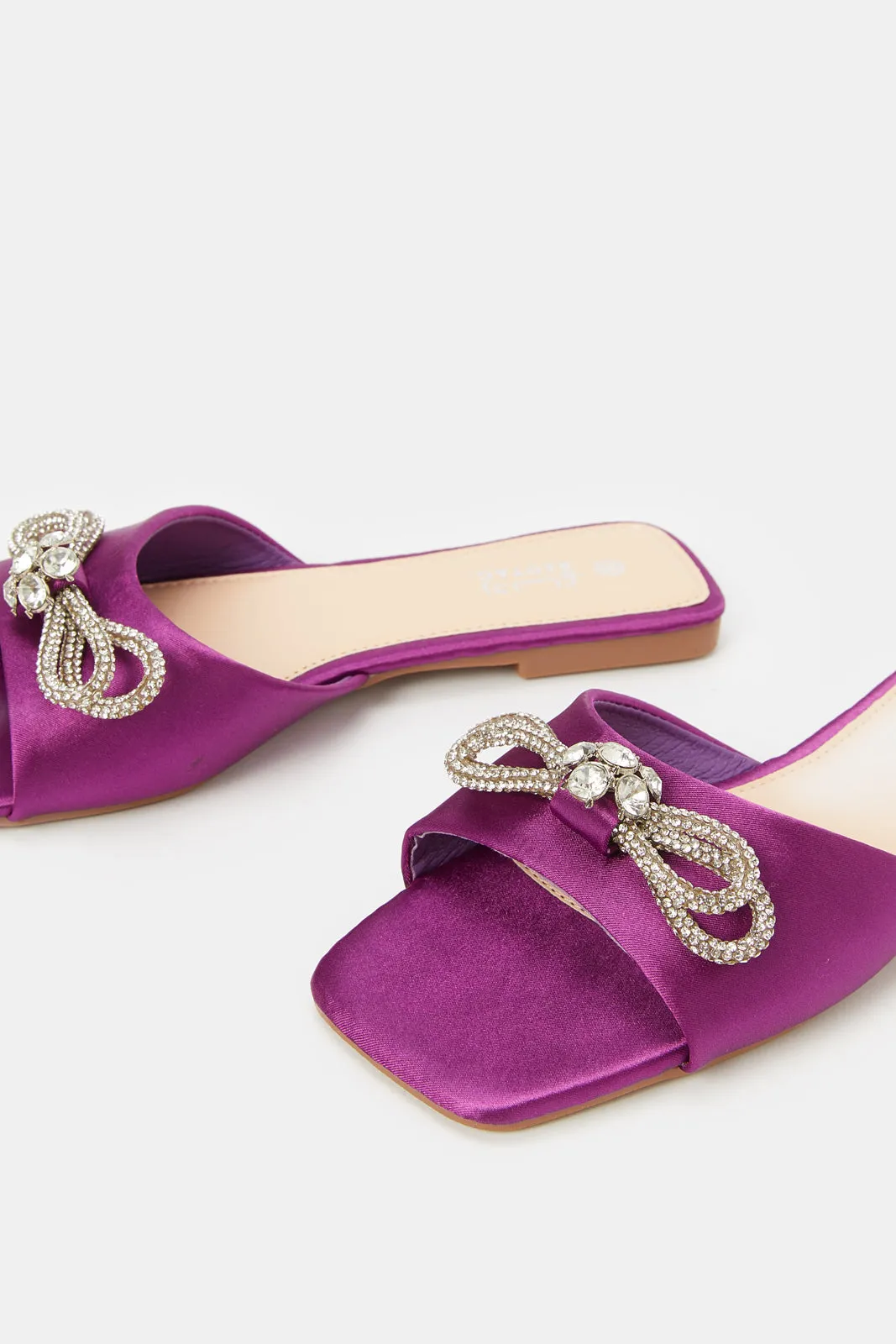 Women Purple Satin Mule