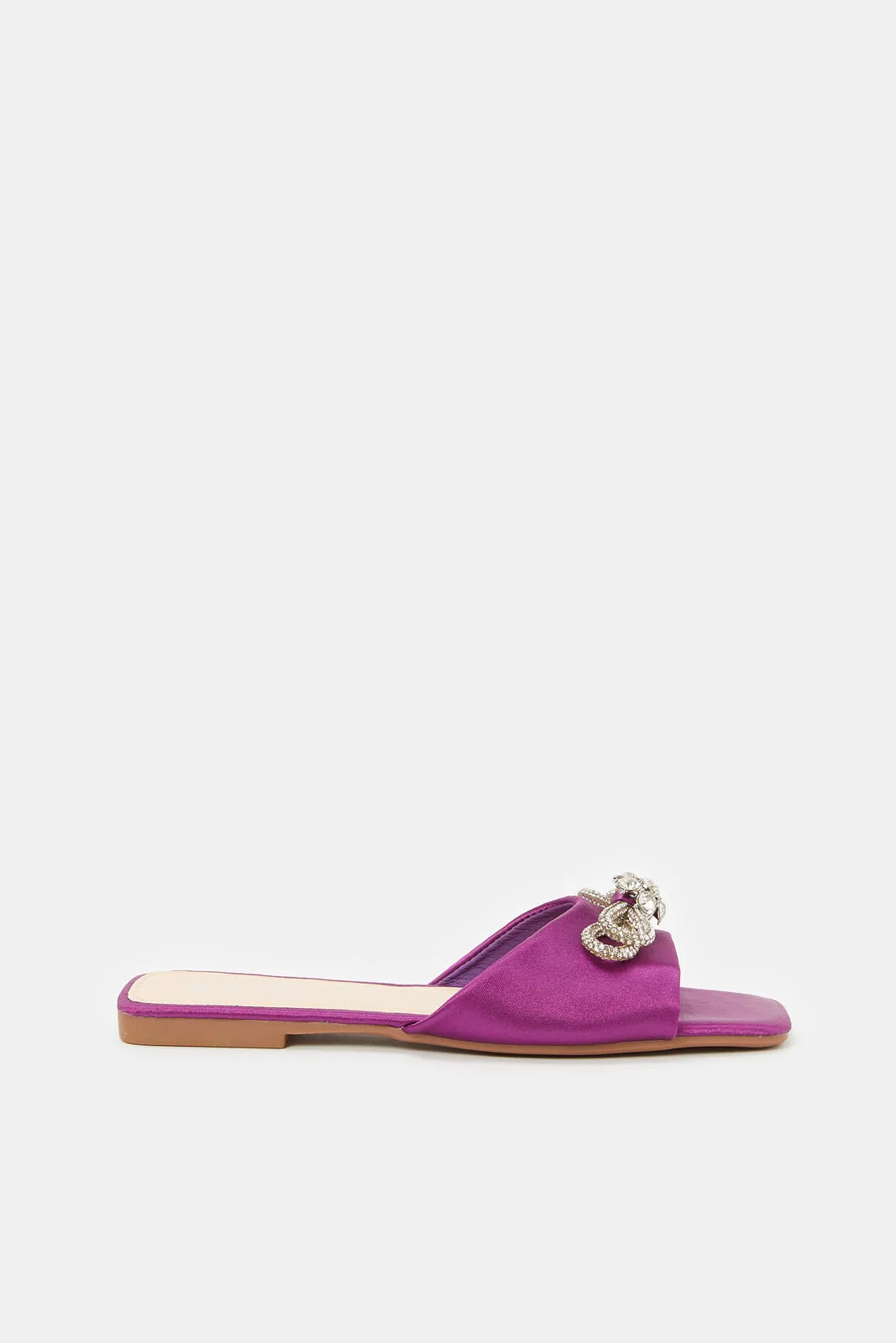 Women Purple Satin Mule