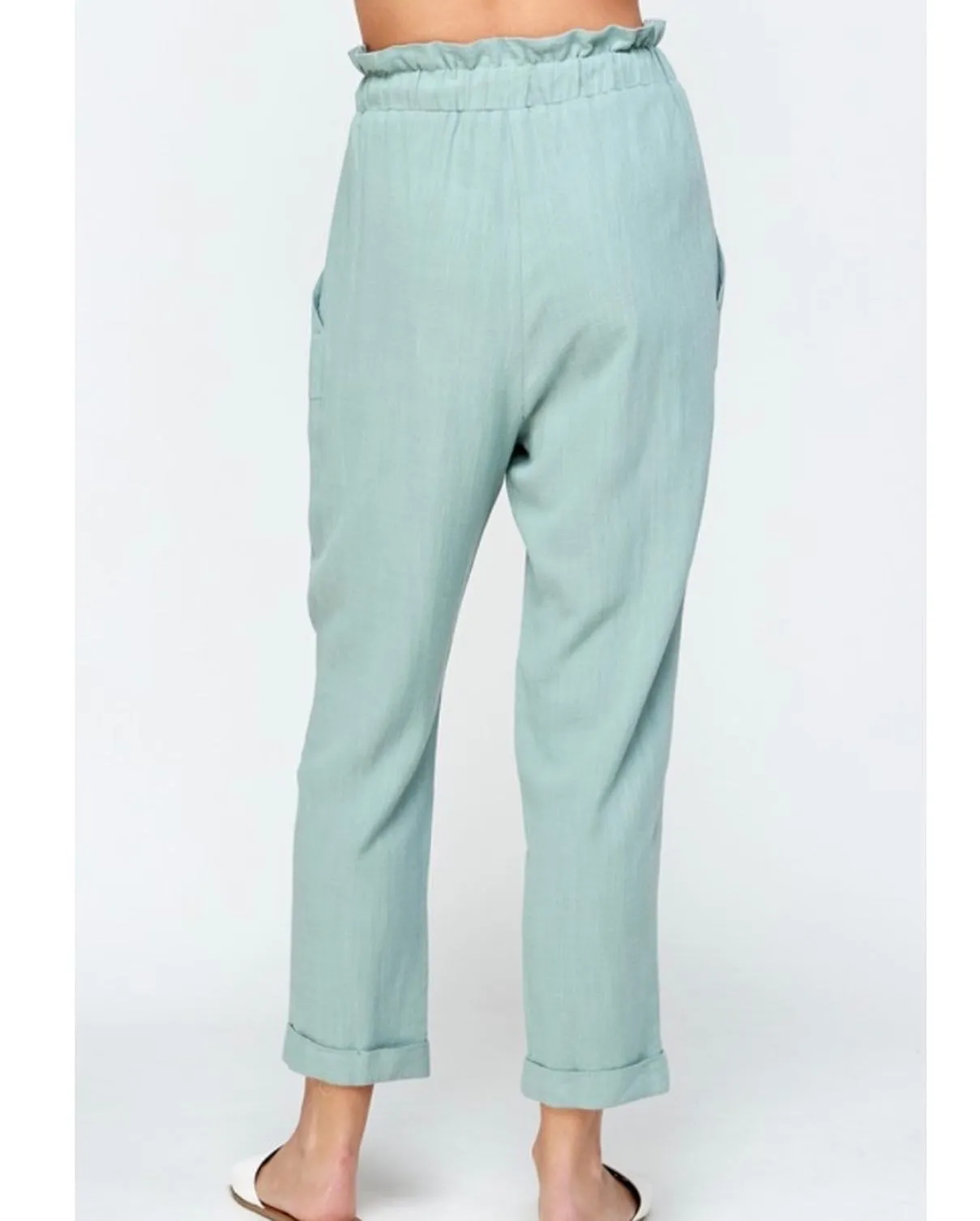 Woven Linen Cuffed Pants