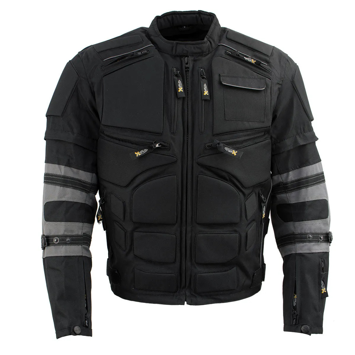 Xelement Men's Morph Black and Grey Tri-Tex Armored Jacket with