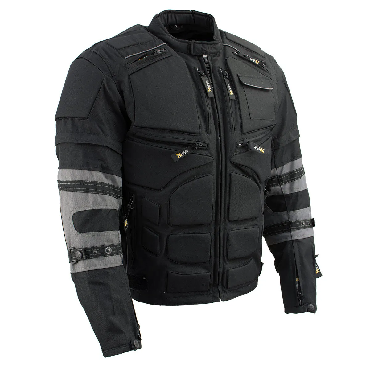 Xelement Men's Morph Black and Grey Tri-Tex Armored Jacket with