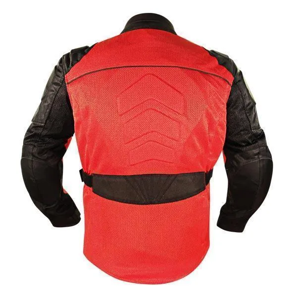 Xelement XS8161 Men's 'Venture' All Season Black with Red Tri-Tex and Mesh Motorcycle Rider Jacket with X-Armor